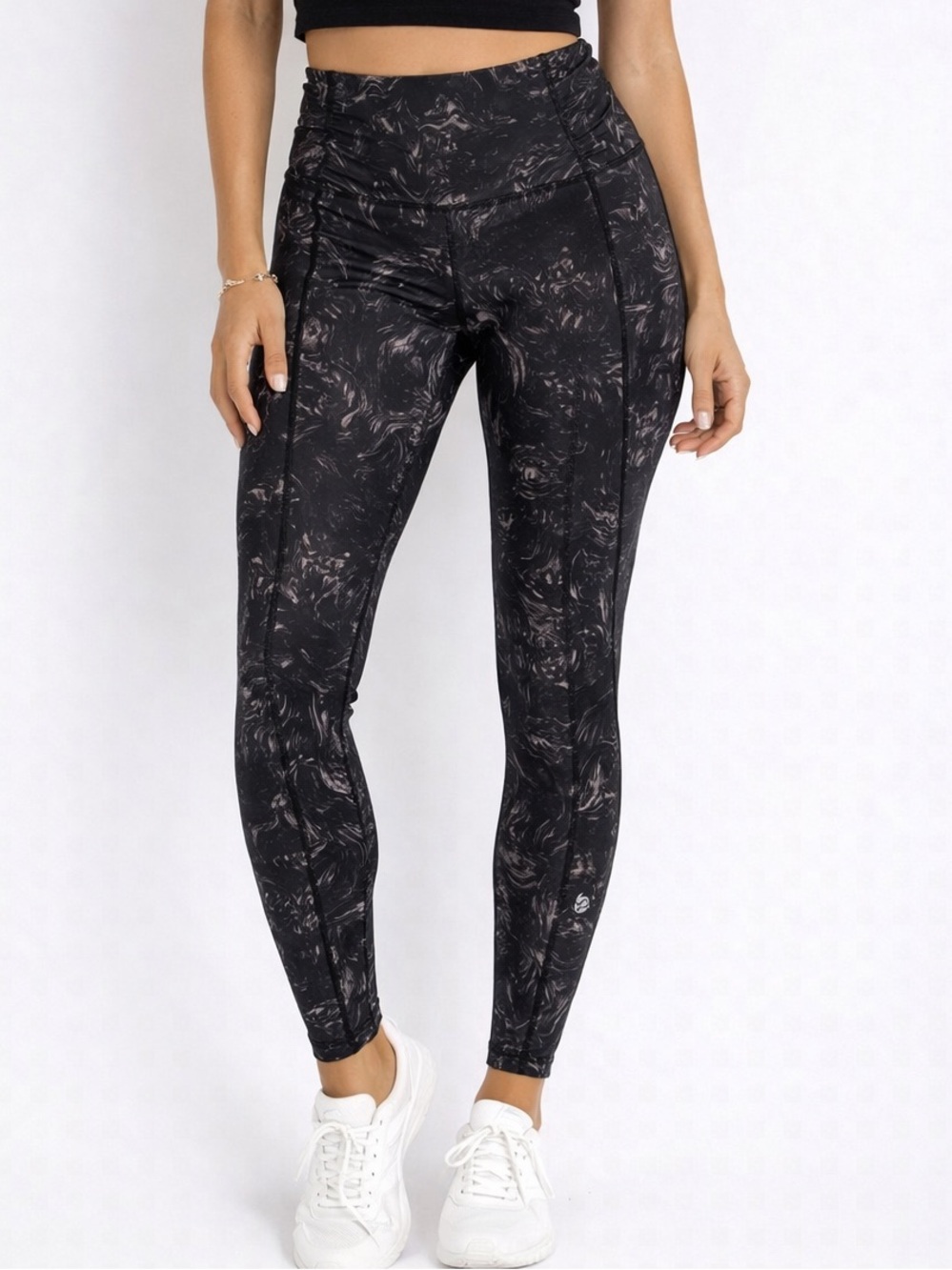 Lululemon Printed Mid-Rise Leggings Size 4 | Zipper Calf Detail | Waistband Pock